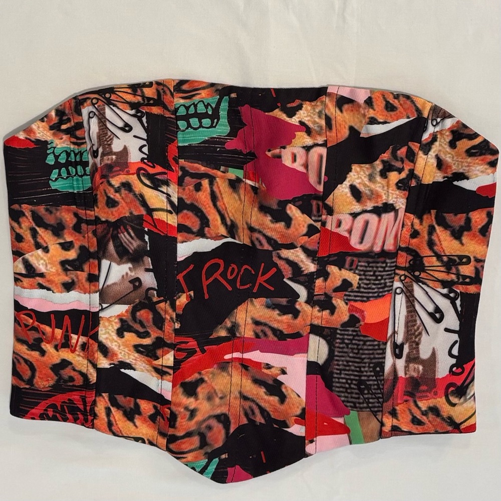 Princess Polly 'Backstage' Graphic Crop Corset Size 6